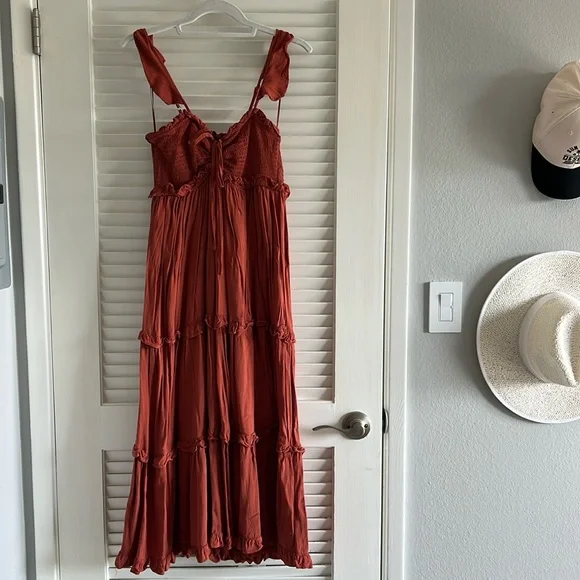 green emerald velvet dress Burnt Orange Tulle Prom Dress 2023 Spaghetti Straps Boho Bridesmaid Dress 14 / Burnt Orange
